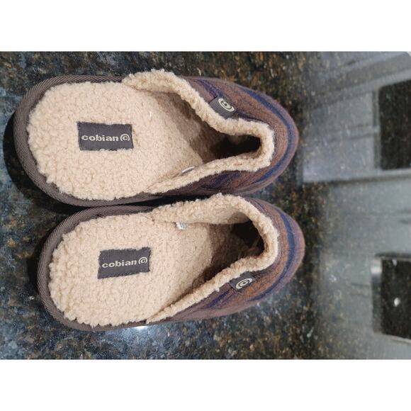 Cobian Mule Clogs Men's Size 11 Brown Striped Faux Fur Lined Round Toe Slip On - Picture 5 of 12